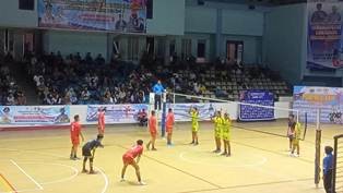 Tim Volly Putra Menang Mudah Melawan Kabupaten Tanjung Jabung Barat Pada Porprov XXIII Jambi 2023